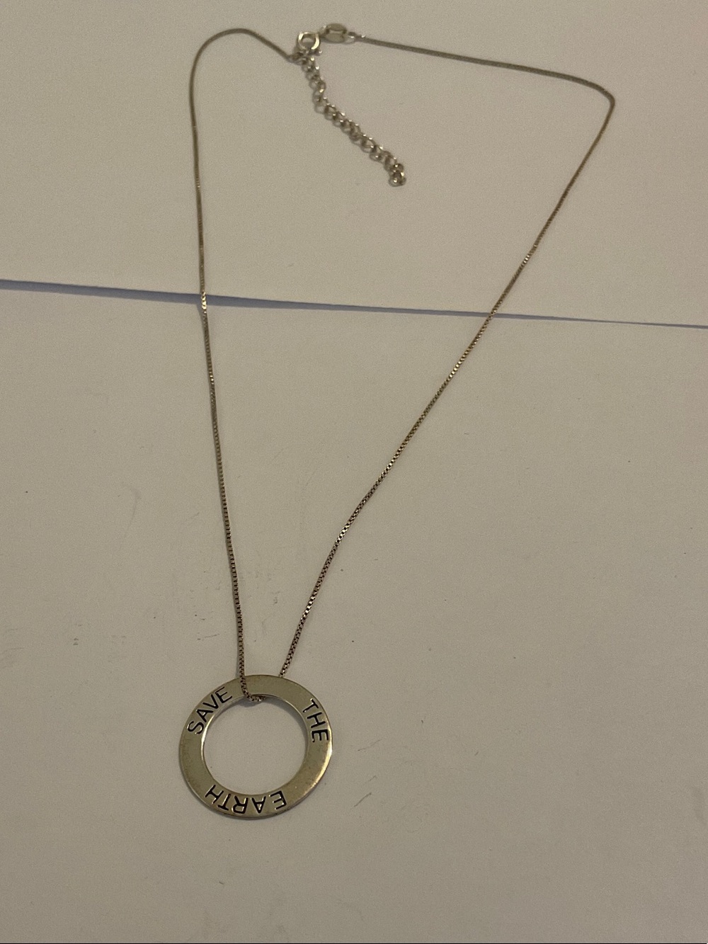 Sterling silver save the earth pendant necklace